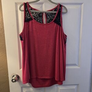 Torrid Women's Sleeveless Dark Pink Top with Lace Detail